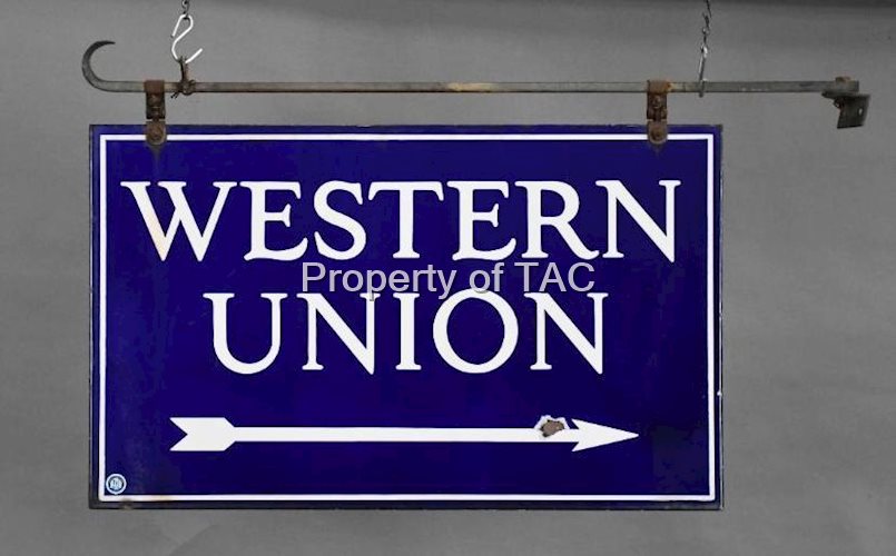 Western Union w/Arrow Porcelain Sign