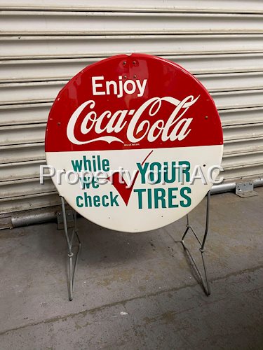 Enjoy Coca-Cola "While we check your tires" Metal Signs