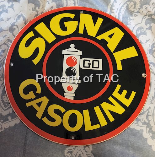 Signal Gasoline Stoplight Logo Porcelain Pump Plate Sign