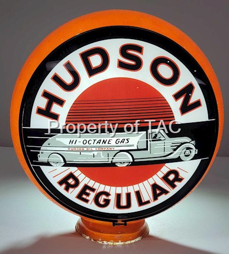 Hudson Regular w/Truck Image 13.5" Globe Single Lens in Orange Ripple Body