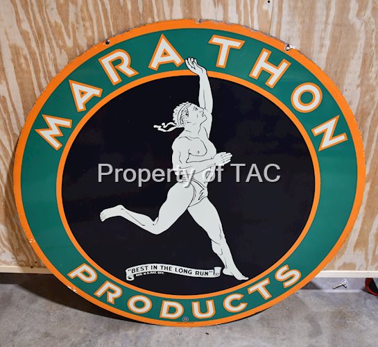 Marathon Products w/Running Man Logo Porcelain Sign