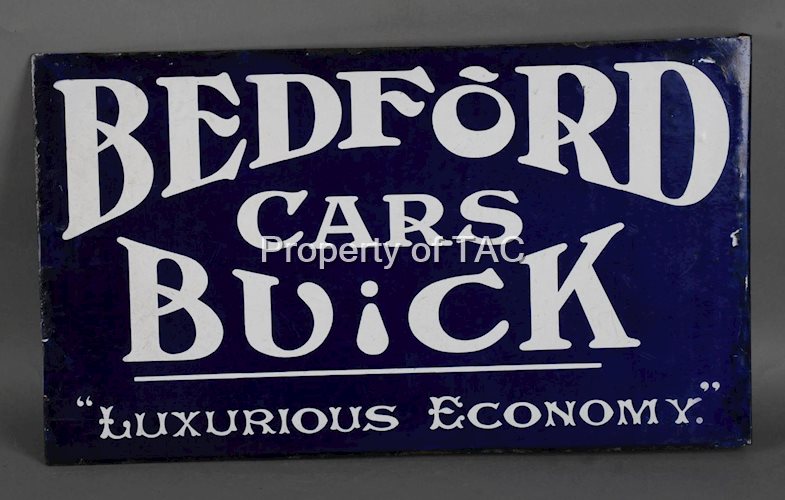 Bedford Cars Buick Porcelain Flange Sign