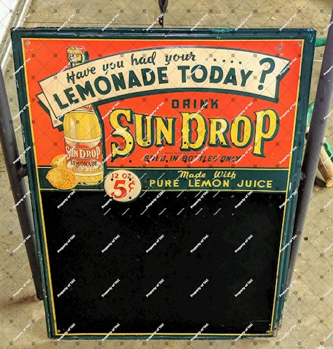 Sun Drop Lemonade Today 5 Cents SST Single Sided Tin Menu Board Sign
