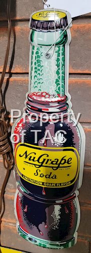 NuGrape Soda Metal Bottle Shape Sign