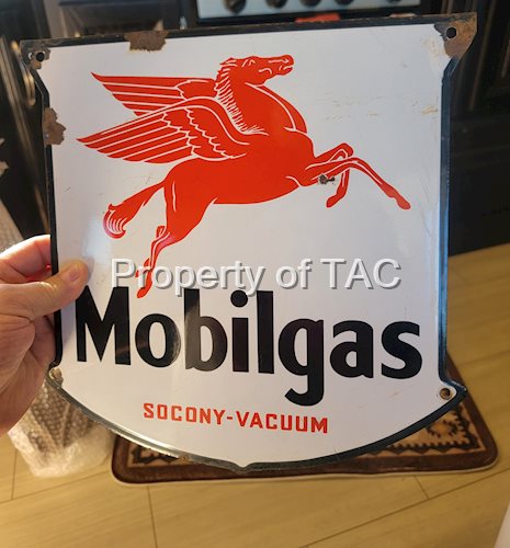 Mobilgas Socony-Vacuum w/Pegasus (black) Porcelain Truck Door Sign