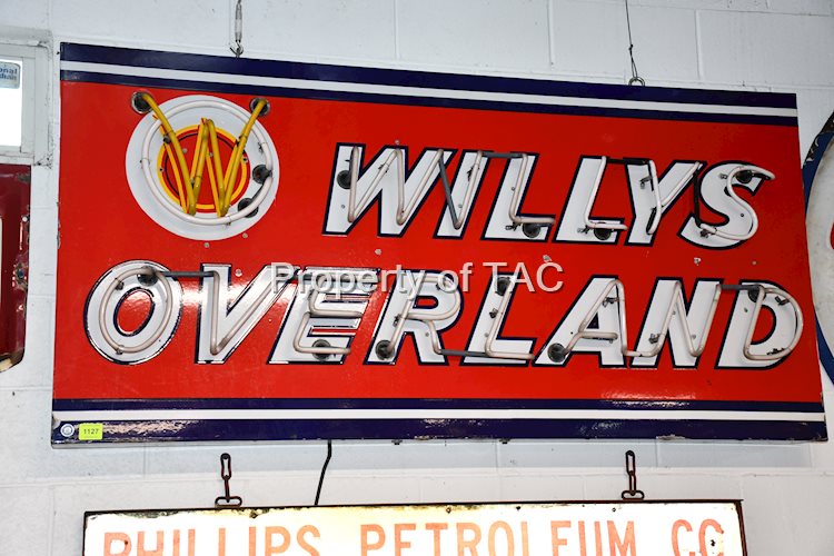 WILLYS OVERLAND W/LOGO SINGLE-SIDED PORCELAIN NEON SIGN