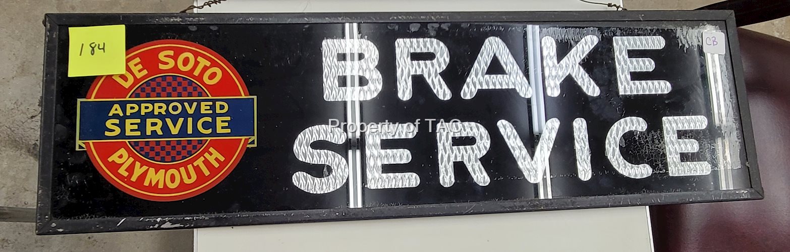 DeSoto Plymouth Brake Service Reverse Painted Sign