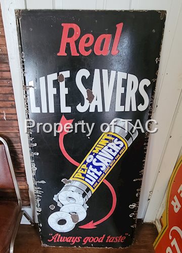 Real Lifesavers Always Good Taste Single Sided Porcelain Lighthouse Sign