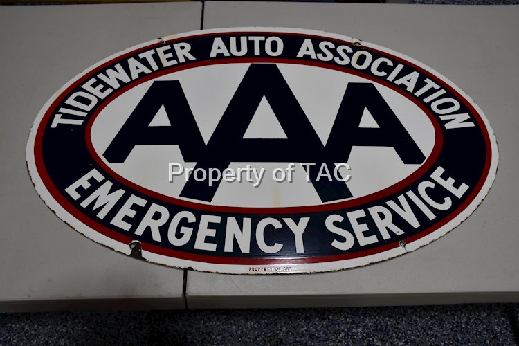 AAA Tidewater Auto Asso. Emergency Servcie Porcelain Sign