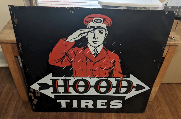 Hood Tires DSP Double Sided Porcelain Sign