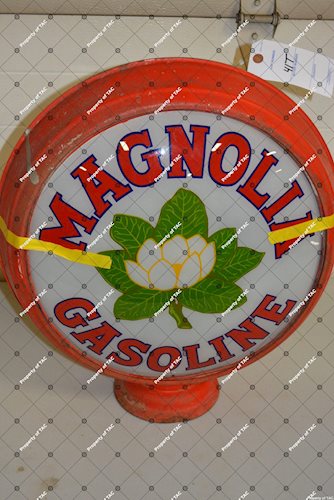Magnolia Gasoline w/flower logo single globe lens