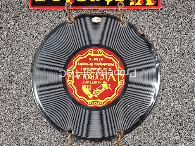 RCA Victrola Double Sided Porcelain Record Sign