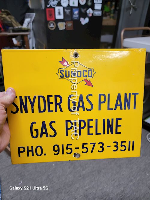 Sunoco Gas Pipeline w/Logo Porcelain Sign