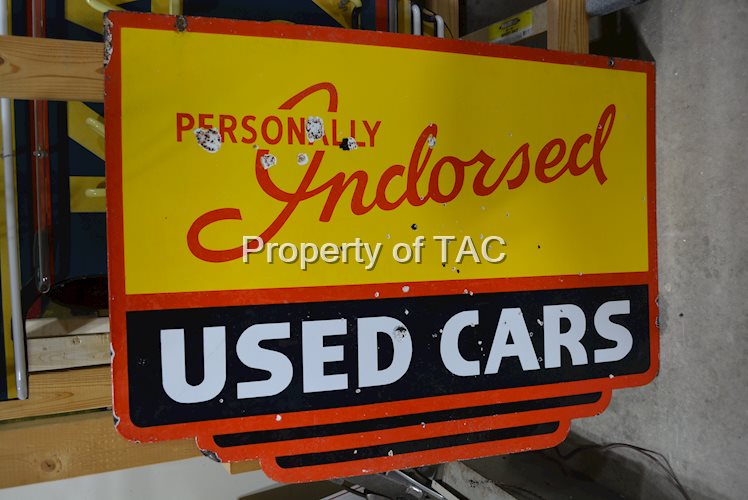 (Hudson) Personally Indorsed Used Cars Porcelain Sign