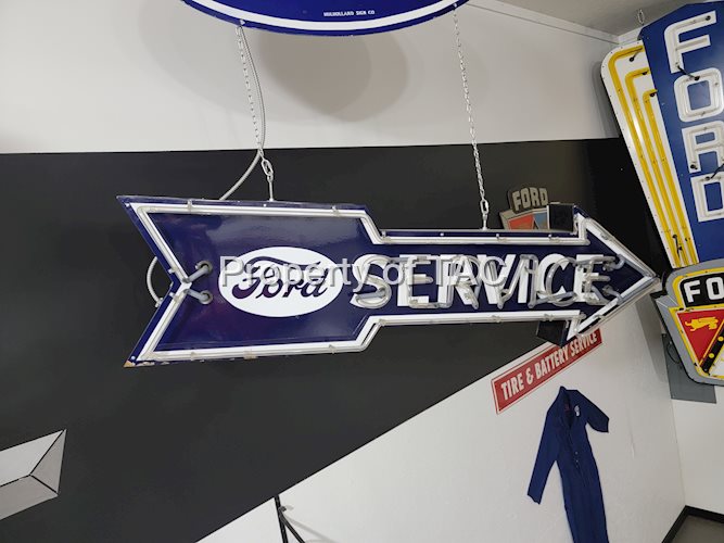 Ford Service Porcelain Neon Arrow Sign