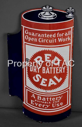 Red Seal Dry Battery Porcelain Flange Sign
