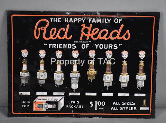 The Happy Family of Red Heads Spark Plug Metal Sign