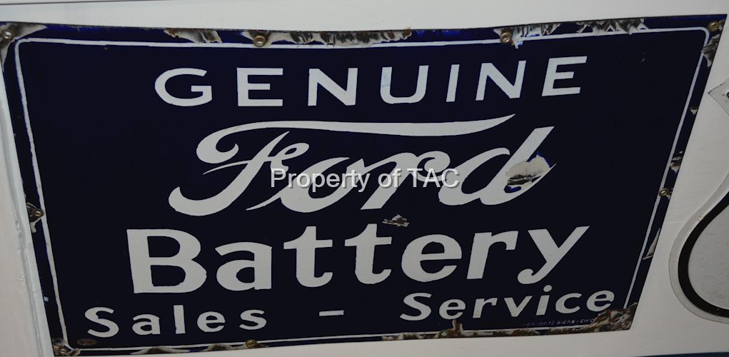 Genuine Ford Battery Sales Service Porcelain Sign
