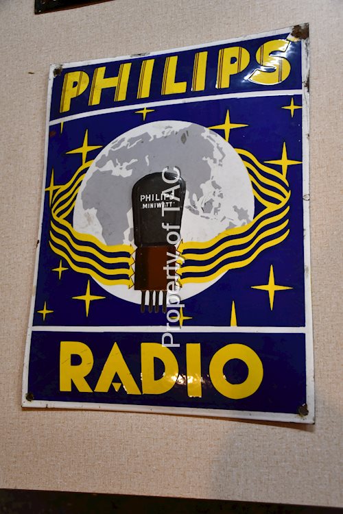 Phillips Radio w/Tube & World Logo Porcelain Sign