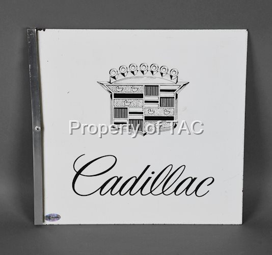 Cadillac w/Logo Porcelain Flange Sign