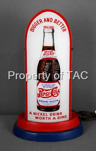 "Rare, Unique & Stunning" Pepsi:Cola "Bigger and Better" w/Bottle Logo Lighted Bullet Light