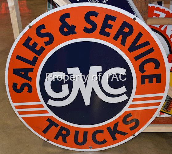 GMC Sales & Service Trucks Porcelain Sign (TAC)