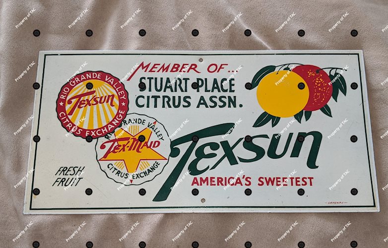 Texsun Memer Stuart Place Citrus Association SST Tin Sign