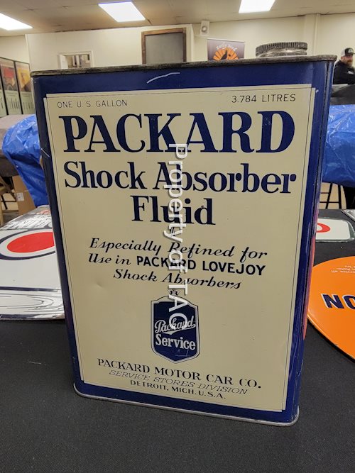 Packard Shock Absorber Fluid w/Radiator Logo One Gallon Flat Metal Can