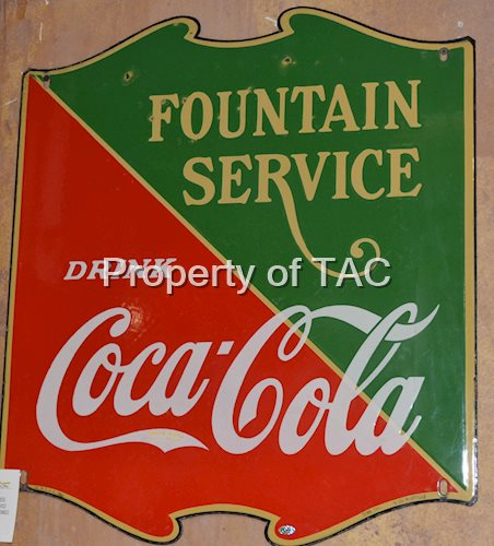 Drink Coca-Cola Fountain Service "Check Mark" Porcelain Sign