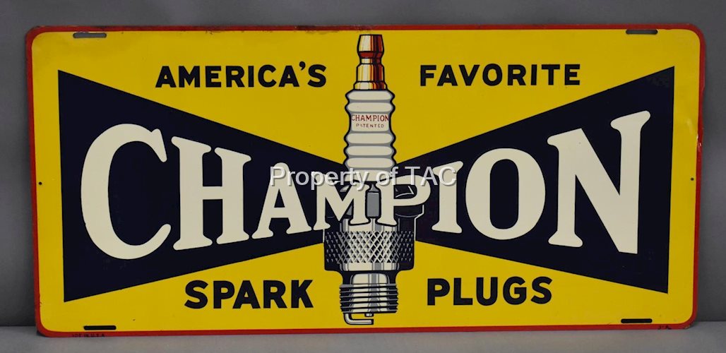 Champion Spark Plugs w/Logo Metal Sign