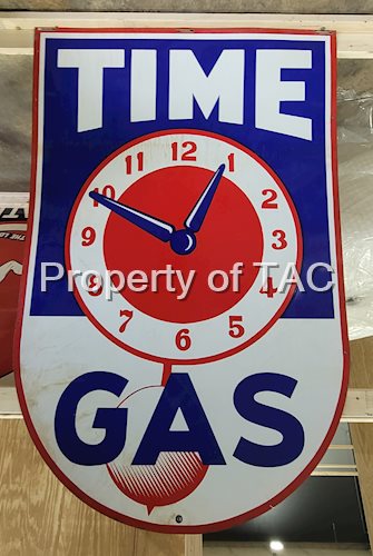 Time Gas Doulbe Sided Porcelain Sign