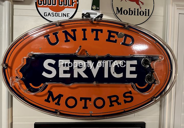 United Motors Service Porcelain Neon Sign