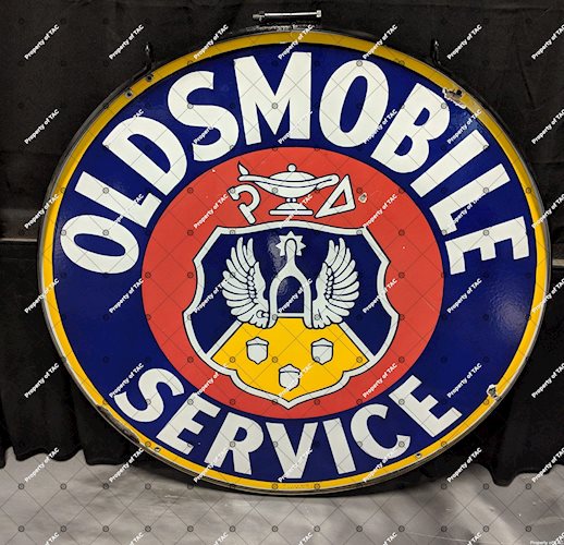 Oldsmobile Service DSP Double Sided Porcelain Sign