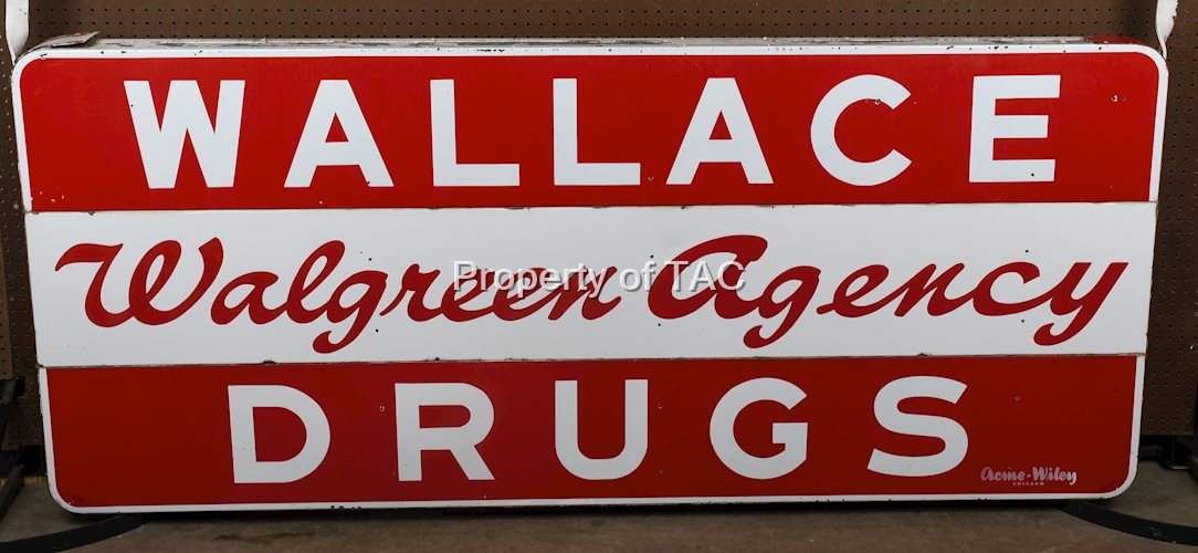 Walgreen Agency "Wallace Drugs" Porcelain Sign