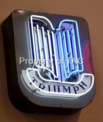 Triumph Porcelain Sign w/neon added