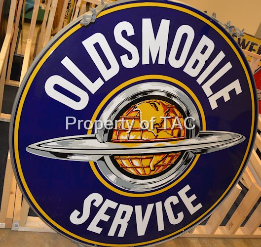 Oldsmobile Service w/World Logo Porcelain Identification Sign