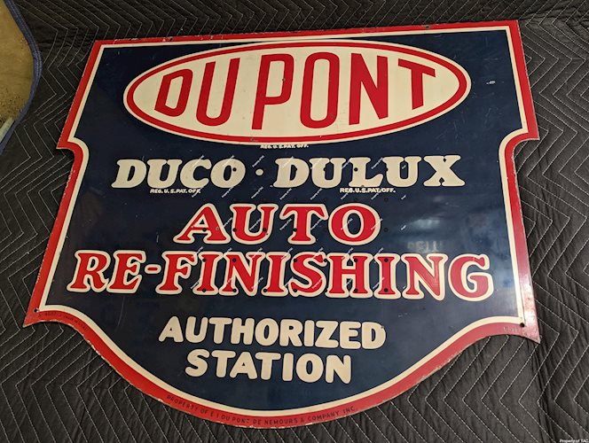 Dupont Auto Refinishing Authorized Station DST Double Sided Tin Sign