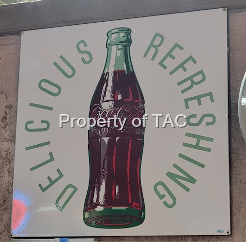 Delicious Refreshing w/Bottle Coca-Cola Porcelain Sign