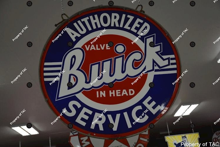 Buick Valve in Head Authorized Service sign (white outlined)