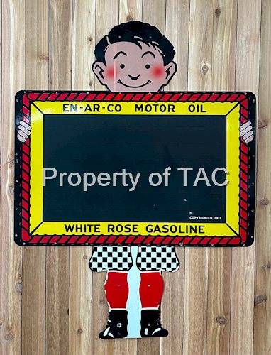 En-Ar-Co White Rose Boy & Slate Porcelain Sign