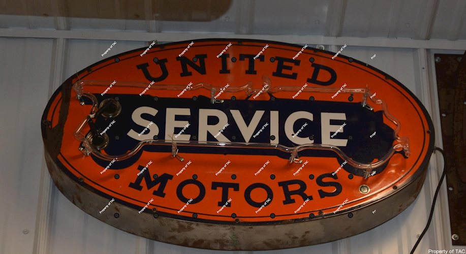 United Motors Service w/logo porcelain neon sign