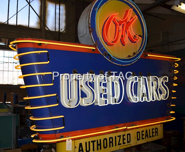 (Chevrolet) OK Used Cars Authorized Dealer Porcelain Neon Sign (large)