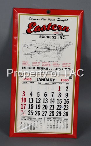 Eastern Express Trucking Co. Celluloid over Metal Calendar (TAC)