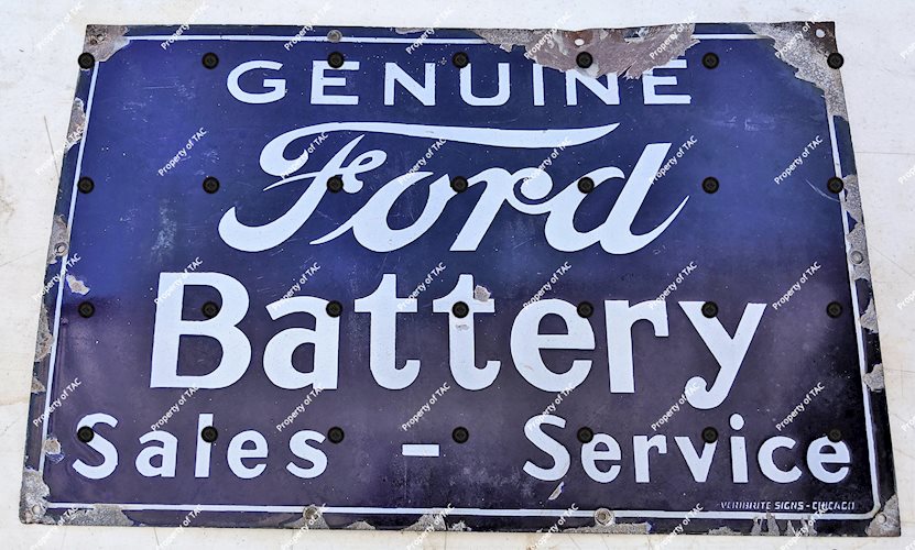 Genuine Ford Battery Sales and Service Porcelain Sign