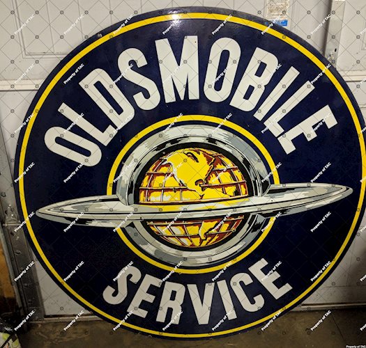 Oldsmobile Service DSP Double Sided Porcelain Sign