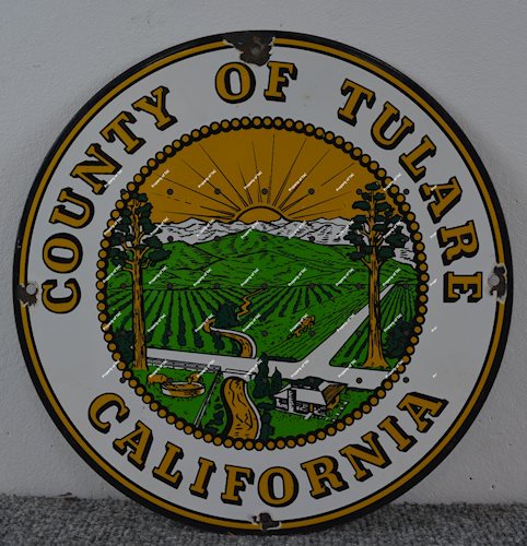 County of Tulare California Porcelain Sign