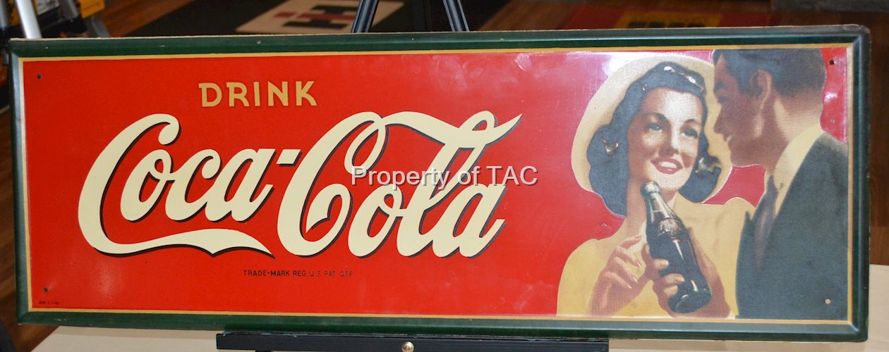 Drink Coca-Cola w/Couple holding a bottle Metal Sign
