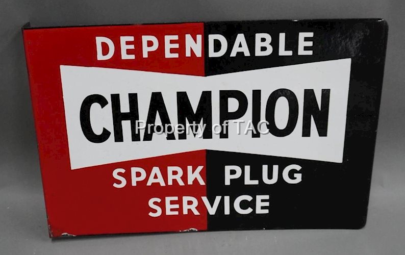 Champion Dependable Spark Plug Service Porcelain Flange Sign