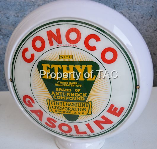 Conoco Gasoline w/Ethyl Logo 13.5" Single Logo Lens
