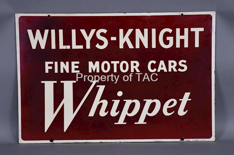 Willys-Knight Fine Motor Cars Whippet Porcelain Sign (TAC)